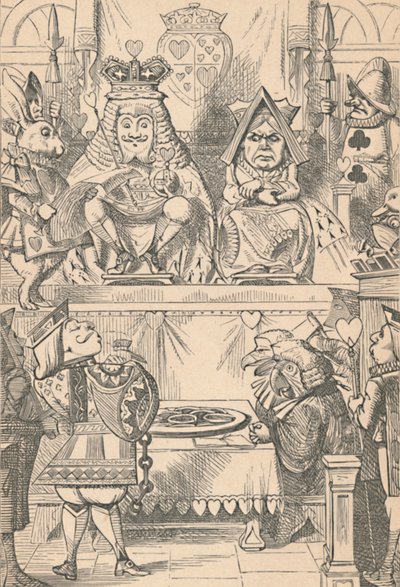 Hjerternes konge og dronning i retten, 1889 af John Tenniel