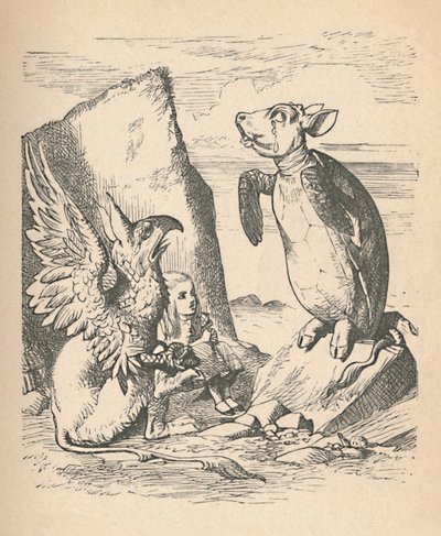 The Mock Turtle, The Gryphon and Alice, 1889 af John Tenniel