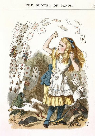 Bygen af ​​kort. Illustration til Alice i Eventyrland af Lewis Carroll. 1890 af John Tenniel