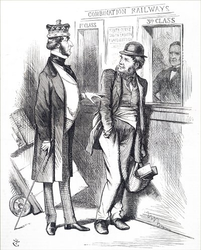 De stigende togpriser. af John Tenniel