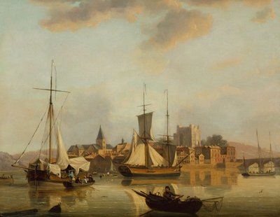 Udsigt over Rochester med forsendelse (olie på panel) af John Thomas Serres
