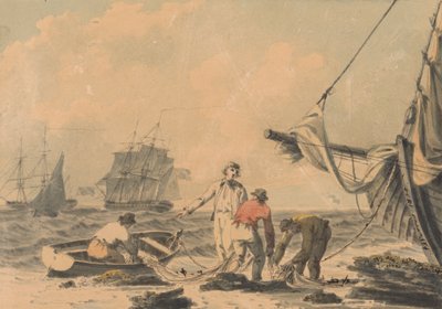 Kystscene med figurer af John Thomas Serres