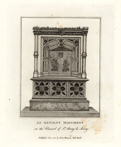 Gammelt monument i koret i St Mary le Savoy (nu Savoy-kapellet) af John Thomas Smith