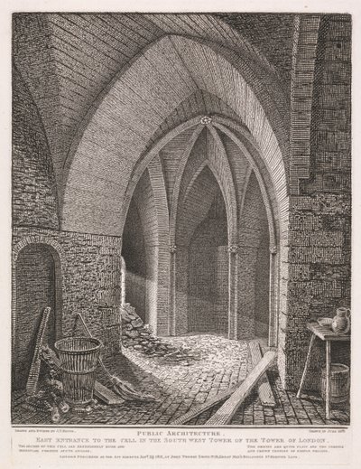 Østlig indgang til cellen i det sydvestlige tårn i Tower of London af John Thomas Smith