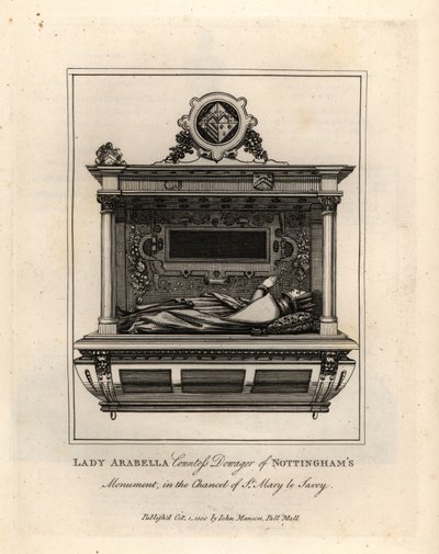Gravbillede eller Lady Arabella, enkegrevinde af Nottingham, i koret til St. Mary le Savoy af John Thomas Smith
