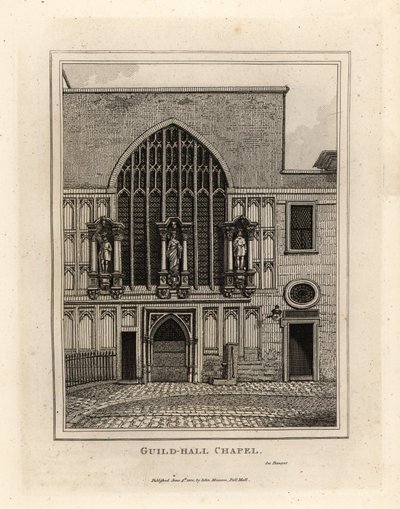 Guild-hall Chapel, genopbygget i 1440, en del af det 12. århundrede Guildhall i London af John Thomas Smith