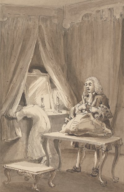 Hogarth, efter at hans kone havde taget en ny natskjorte på, binder hendes ting op for at sende til Sir James Thornhill med et brev, hvori han fortalte ham: 