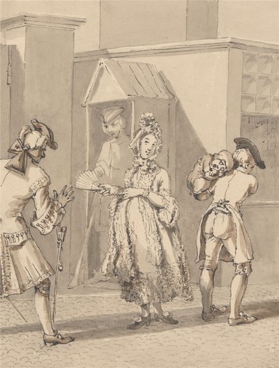 Hogarth bærer sin herres syge barn rundt om Leicester Fields. The Spot of Ground Leicester House. af John Thomas Smith