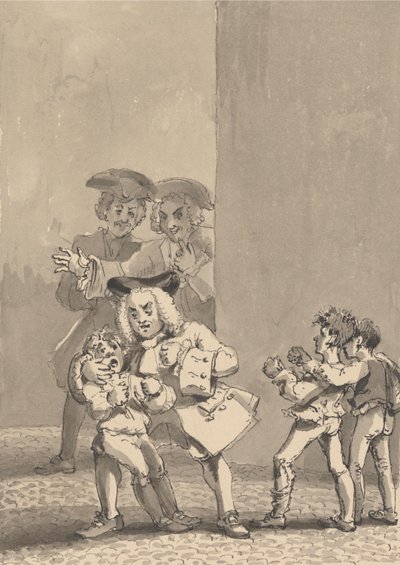 Hogarth, der er blevet fulgt af Barry og en ven, blev fanget i at støtte en dreng til at kæmpe bevidst for at fange hans frygtsomme ansigt af John Thomas Smith