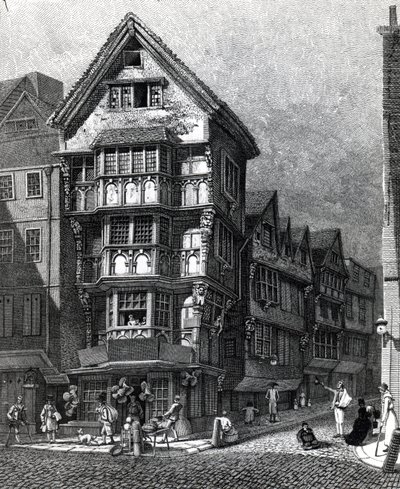 Houses Lately Standing on the West Corner of Chancery Lane, Fleet Street, udgivet i 1812 af John Thomas Smith
