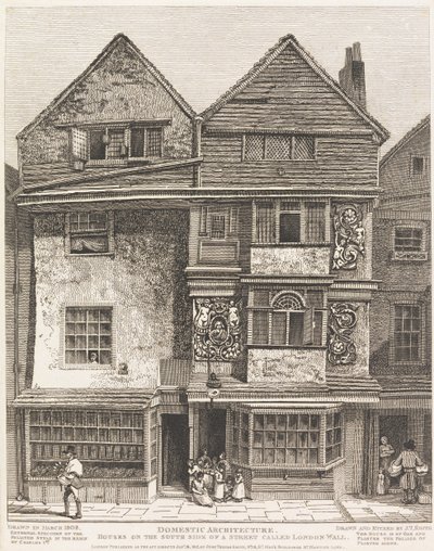 Huse på sydsiden af en gade kaldet London Wall af John Thomas Smith