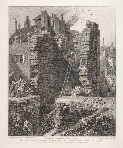 Indvendig udsigt over vagttårnet, der blev opdaget nær Ludgate Hill, 1. maj 1792 af John Thomas Smith