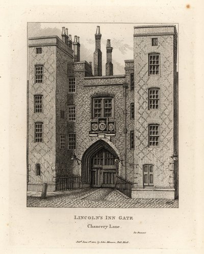 Lincolns Inn Gate, Chancery Lane, London af John Thomas Smith