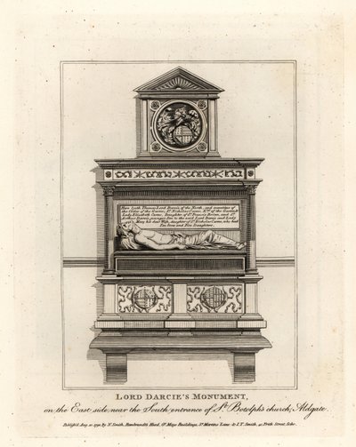 Lord Darcies monument i St. Botolphs kirke, Aldgate af John Thomas Smith