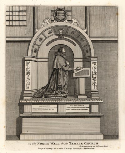 Monument til advokat Richard Martin, optegner fra London (1570-1618), i Temple Church af John Thomas Smith
