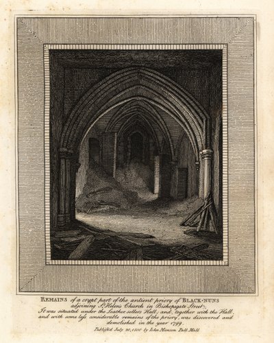 Rester af krypten i Black-Nonnernes gamle kloster, der støder op til St Helen