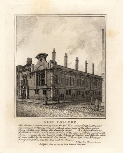 Sion College, ved London Wall, nær Cripplegate af John Thomas Smith