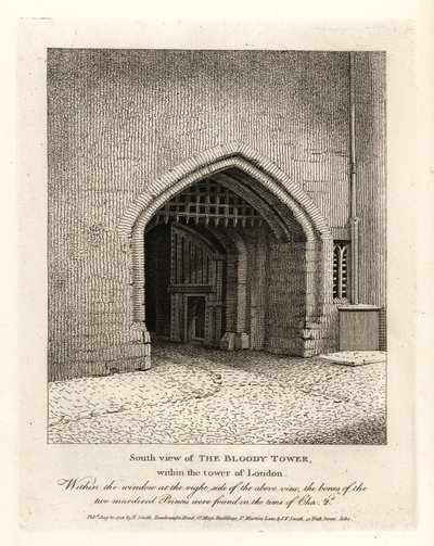 Sydlig udsigt over Bloody Tower i Tower of London af John Thomas Smith
