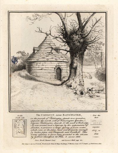 Ledningen nær Bayswater, Paddington, bygget for at bevare en stor kilde med rent vand af John Thomas Smith