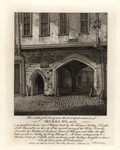 Ruinerne af South Gates of Dukes Place, bygget af Sir Thomas Audley (1488-1544) nær Aldgate af John Thomas Smith