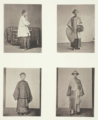 En kantondame, fruens tjenestepige, en brud og brudgom, ca. 1868. af John Thomson