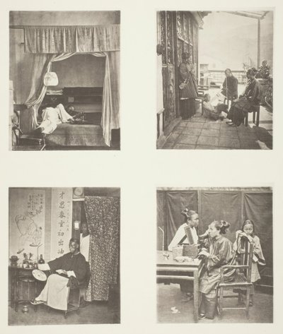 En snert af opiumsrør derhjemme, efter middag, læsning for hæder, toilettet, ca. 1868. af John Thomson
