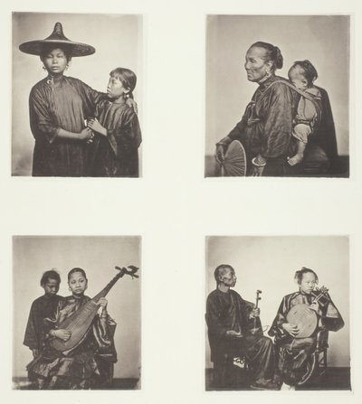 Bådpiger, A Canton Boatwoman og Barn, Musikere, Musikere, ca. 1868. af John Thomson
