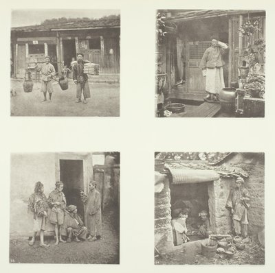 Foochow Coolies, En Foochow-detektiv, tyvechefen, Beggars Living in a Tour, ca. 1868. af John Thomson