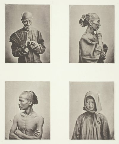 Fire hoveder, typer af arbejderklassen, ca. 1868. af John Thomson