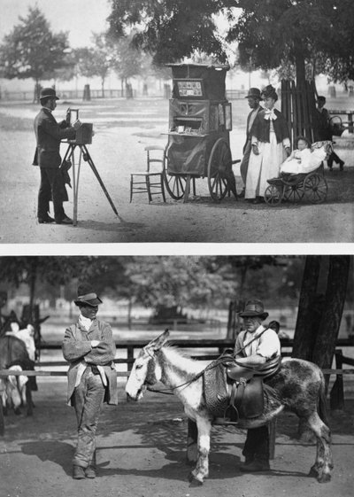 Fotografering på fælleden og venter på leje, 1876-77 (woodburytype) af John Thomson