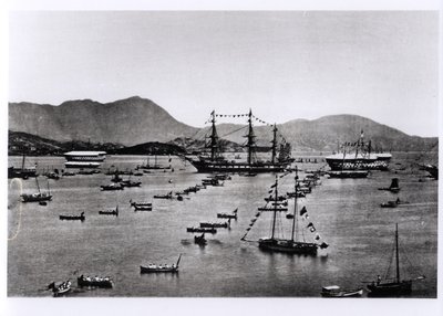 Udsigt over havnen, Hong Kong, fra 