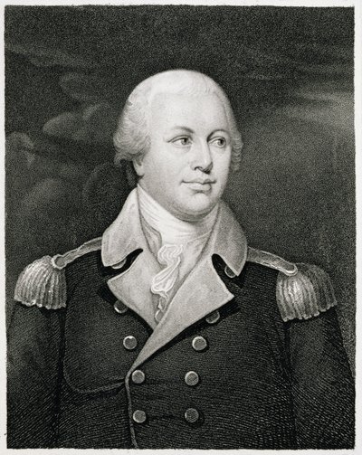 Generalmajor Nathaniel Greene (1742-86), indgraveret af John B. Forrest (1814-70) af John Trumbull