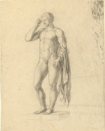 Nøgen mandsfigur (klassisk) viser venstre (?) side af John Trumbull