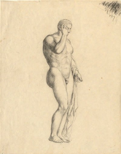 Nøgen mandlig figur (klassisk) viser højre side (samme figur som 1938.280) af John Trumbull