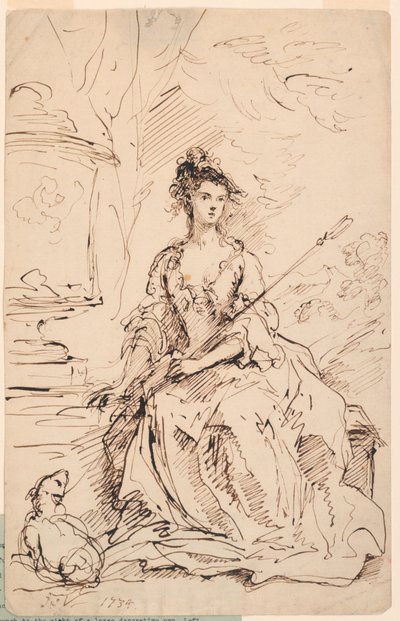 Portræt af en dame (Peg Woffington?) som en hyrdinde af John Vanderbank