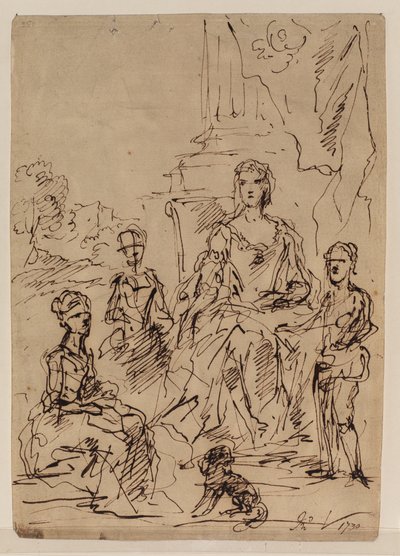 Skitse til en familieportrætgruppe, 1730 af John Vanderbank