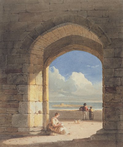 An Arch at Holy Island, Northumberland, 1809 (grafit og wc på papir) af John Varley