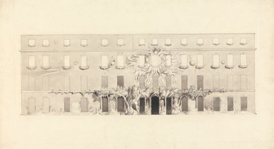 Arkitektonisk tegning af en bygning med astrologiske symboler af John Varley