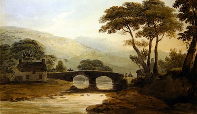 Beddgelert Bridge (akvarel på papir) af John Varley