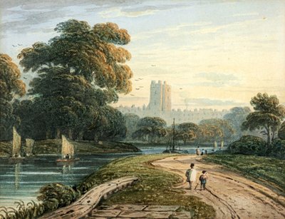 Figurer på vej til Windsor (akvarel) af John Varley