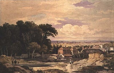 Frognal, Hampstead, ca. 1825 (akvarel) af John Varley