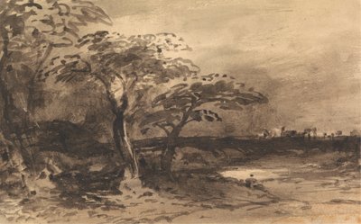 Flod, træer og fjern by af John Varley