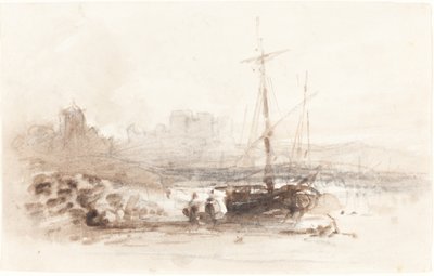 Sejlbåd på en strand af John Varley