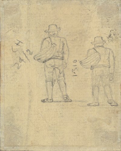 To studier af en figur, der holder en kurv [verso] af John Varley