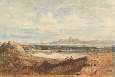 Udsigt over den robuste kystlinje, Bamburgh, Northumberland af John Varley