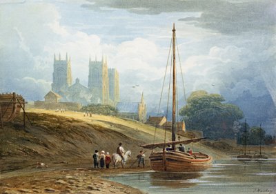 York Minster fra nær Ship Builders (wc på papir) af John Varley