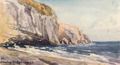 Dancing Ledge, Langton Matravers (farvelitografi) af John W.G. Bond