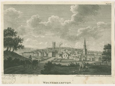 Wolverhampton - South West View: gravering, nd [c 1796] af John Walker