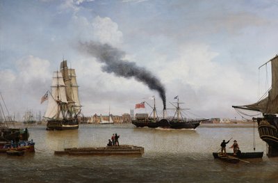 S.S. Forfarshire forlader Hull på sin sidste rejse (olie på lærred) af John Ward