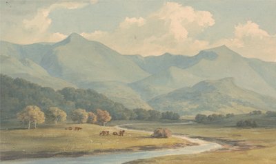 Carnedd Llewelyn og Carnedd David, Carnarvonshire, set over floden Ogwen af John Warwick Smith